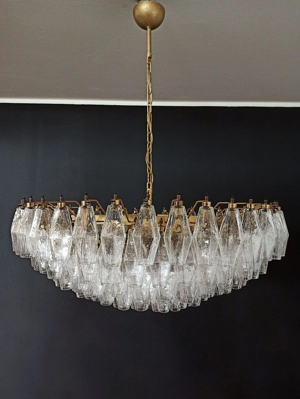 Винтажная люстра Murano Chandelier 185 Clear Poliedri Glass