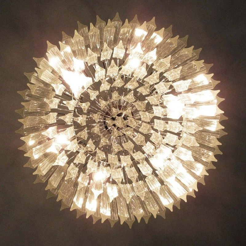 Винтажная люстра Murano Chandelier 140 Clear Poliedri Glass