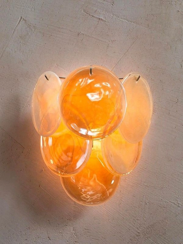 Настенный светильник Murano Wall Lamp 6 Alabaster Gold Disk Glass