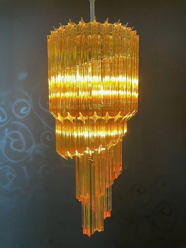 Винтажная люстра Murano Chandelier 54 Yellow Prism Glass