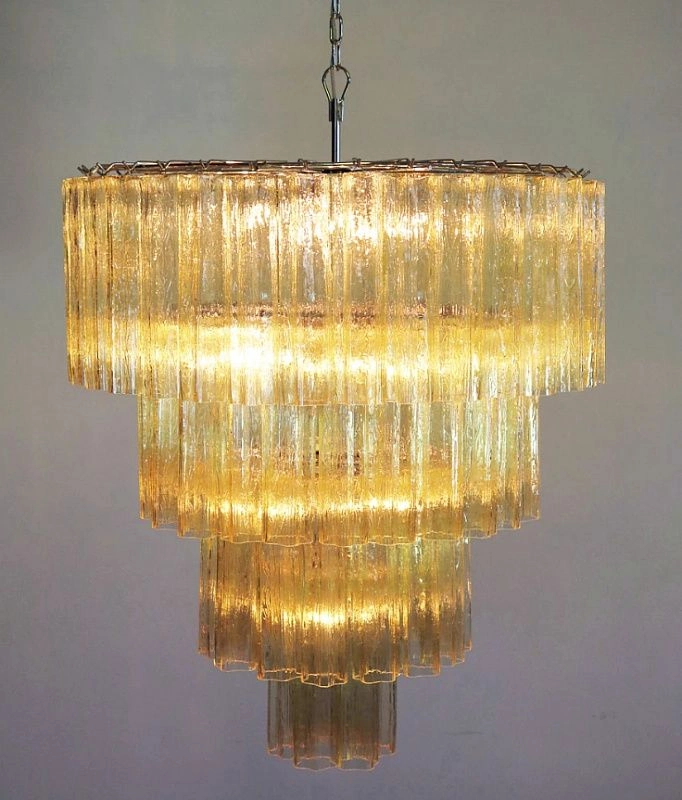 Винтажная люстра Murano Chandelier 78 Yellow Glass Tubes