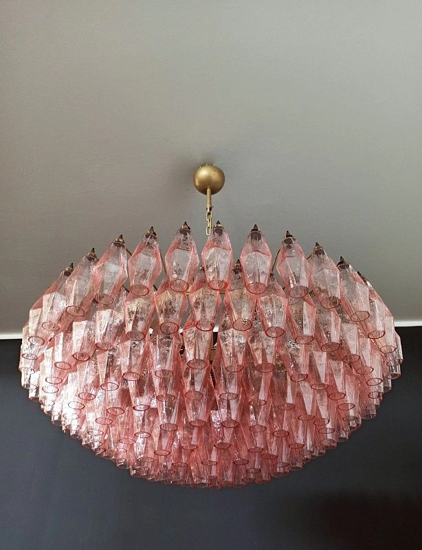 Винтажная люстра Murano Chandelier 185 Pink Poliedri Glass