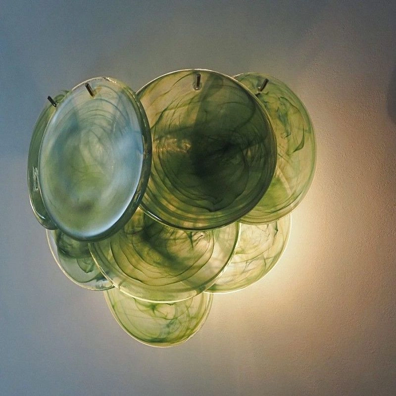 Настенный светильник Murano Wall Lamp 10 Alabaster Green Disk Glass