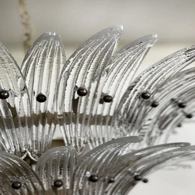 Винтажная люстра Murano Chandelier 58 Clear Palmette glass