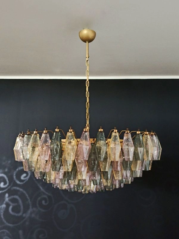 Винтажная люстра Murano Chandelier 185 Multicolored Poliedri Glass