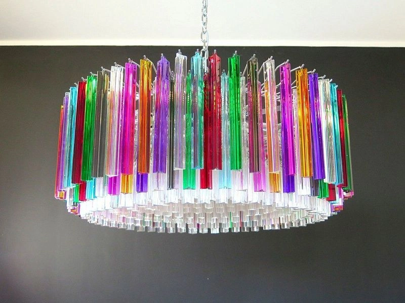 Винтажная люстра Murano Chandelier 391 Multicolored Prism Glass