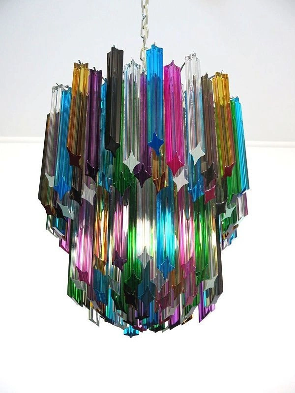 Винтажная люстра Murano Chandelier 107 Multicolored Prism Glass
