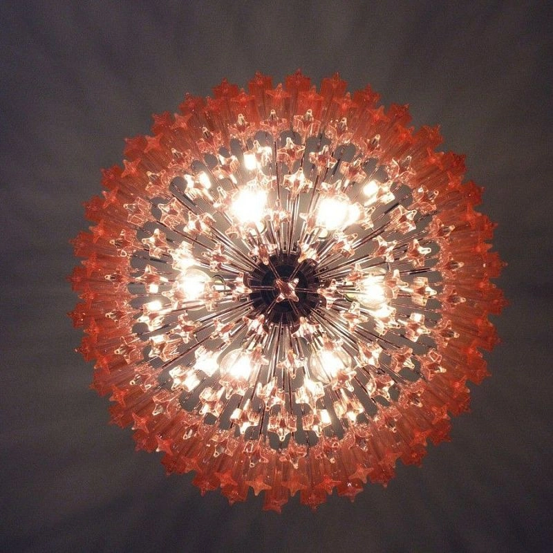 Винтажная люстра Murano Chandelier 163 Pink Prism Glass