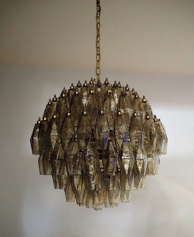 Винтажная люстра Murano Chandelier 140 Smoke-Colored Poliedri Glass