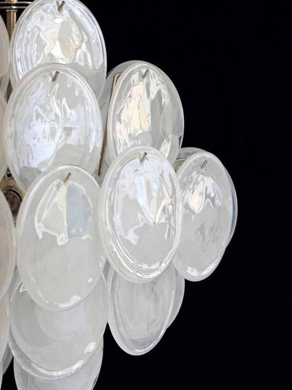 Винтажная люстра Murano Chandelier 36 Alabaster White Disk Glass