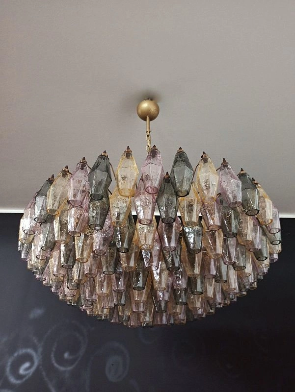 Винтажная люстра Murano Chandelier 185 Multicolored Poliedri Glass