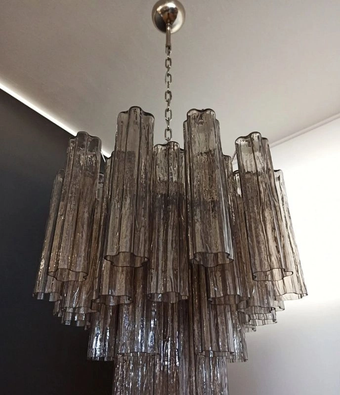Винтажная люстра Murano Chandelier 36 Smoke-Colored Glass Tubes