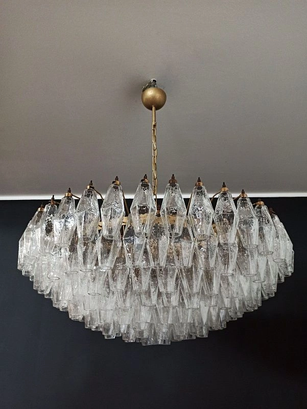 Винтажная люстра Murano Chandelier 185 Clear Poliedri Glass