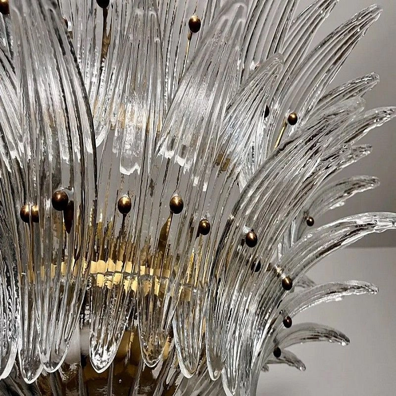 Винтажная люстра Murano Chandelier 82 Clear Palmette Glass