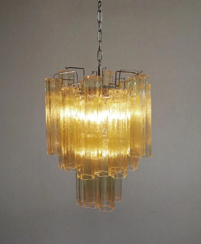 Винтажная люстра Murano Chandelier 30 Yellow Glass Tubes