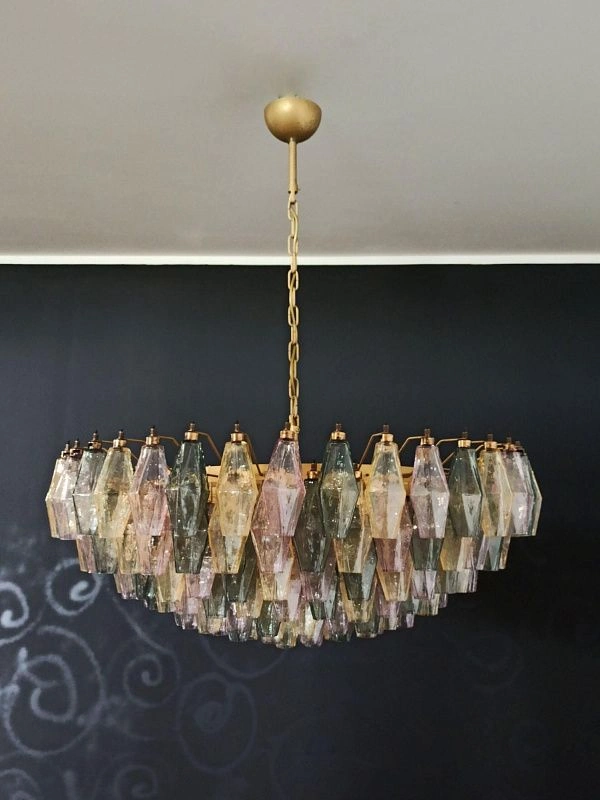 Винтажная люстра Murano Chandelier 185 Multicolored Poliedri Glass