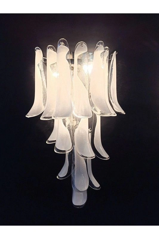 Настенный светильник Murano Wall Lamp 16 White Petal Glass
