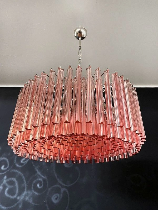 Винтажная люстра Murano Chandelier 265-1 Pink Prism Glass