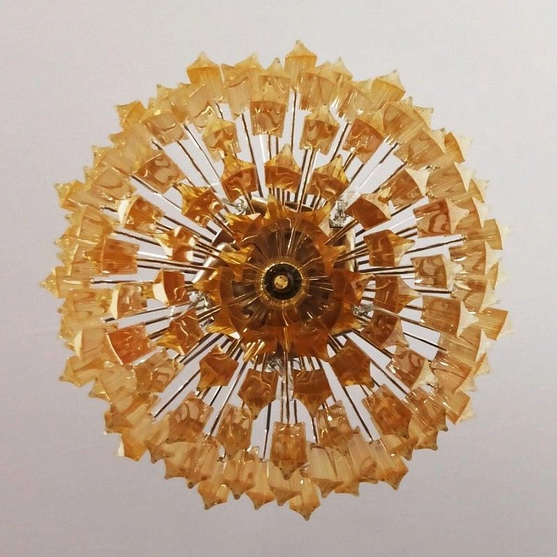 Винтажная люстра Murano Chandelier 107 Clear and Yellow Prism Glass