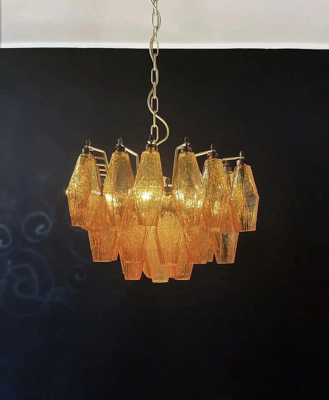 Винтажная люстра Murano Chandelier 56 Yellow Poliedri Glass