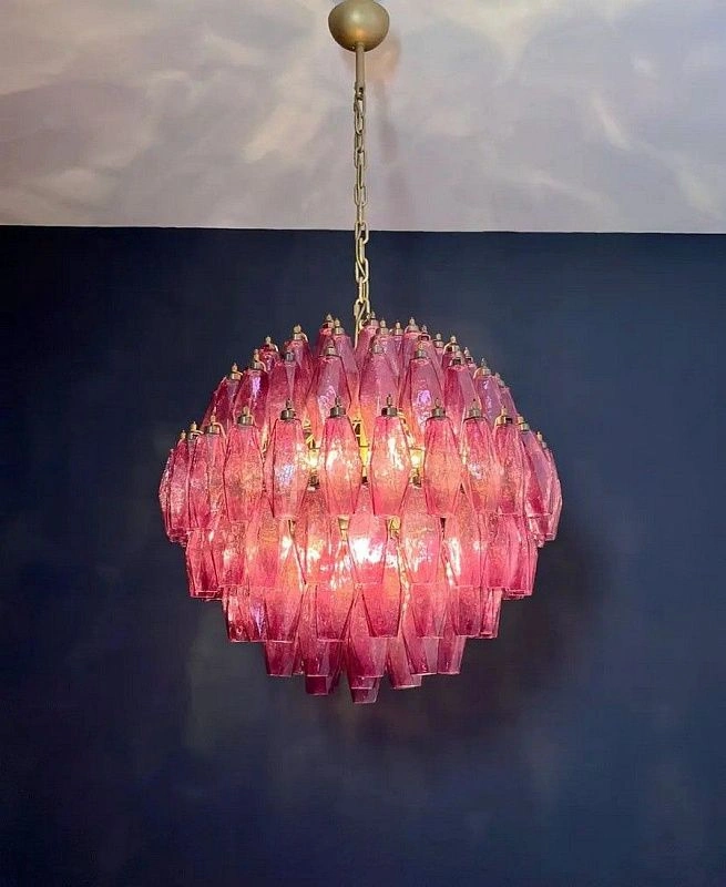 Винтажная люстра Murano Chandelier 140 Purple Poliedri Glass