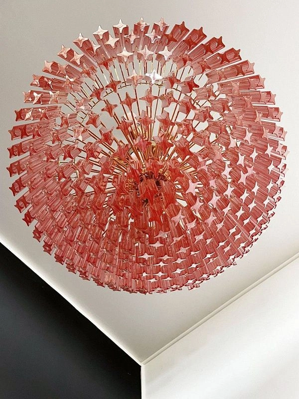 Винтажная люстра Murano Chandelier 265 Pink Prism Glass