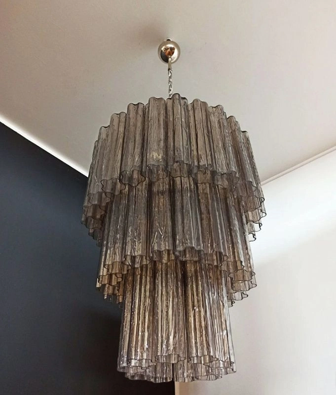 Винтажная люстра Murano Chandelier 52 Smoke-Colored Glass Tubes