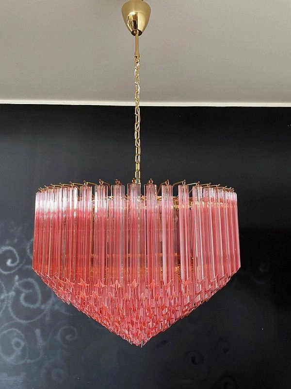 Винтажная люстра Murano Chandelier 265 Pink Prism Glass
