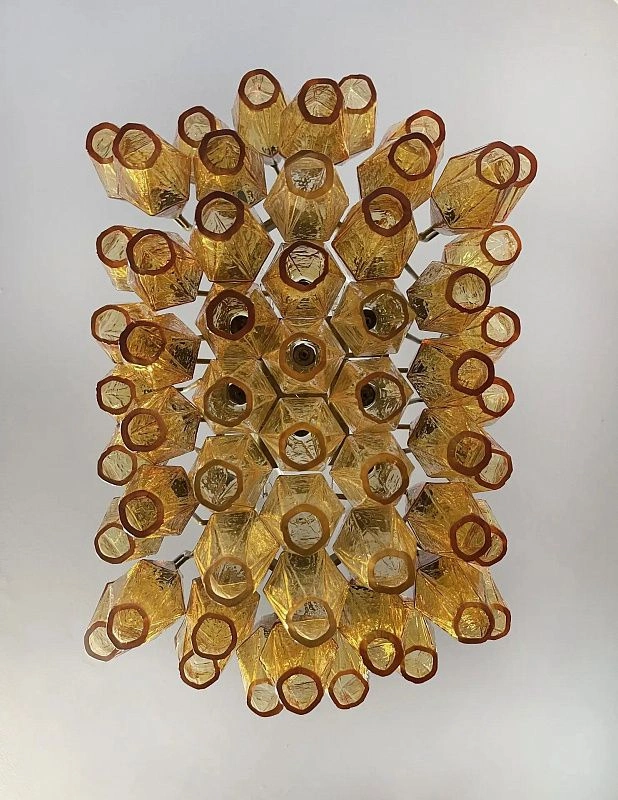 Винтажная люстра Murano Chandelier 56 Yellow Poliedri Glass