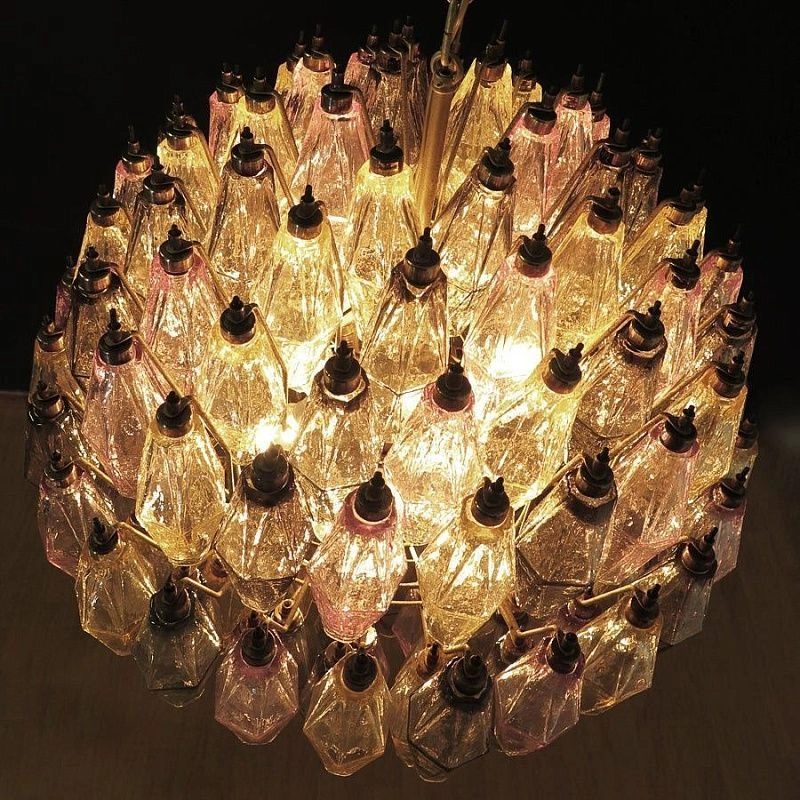 Винтажная люстра Murano Chandelier 140 Multicolored Poliedri Glass