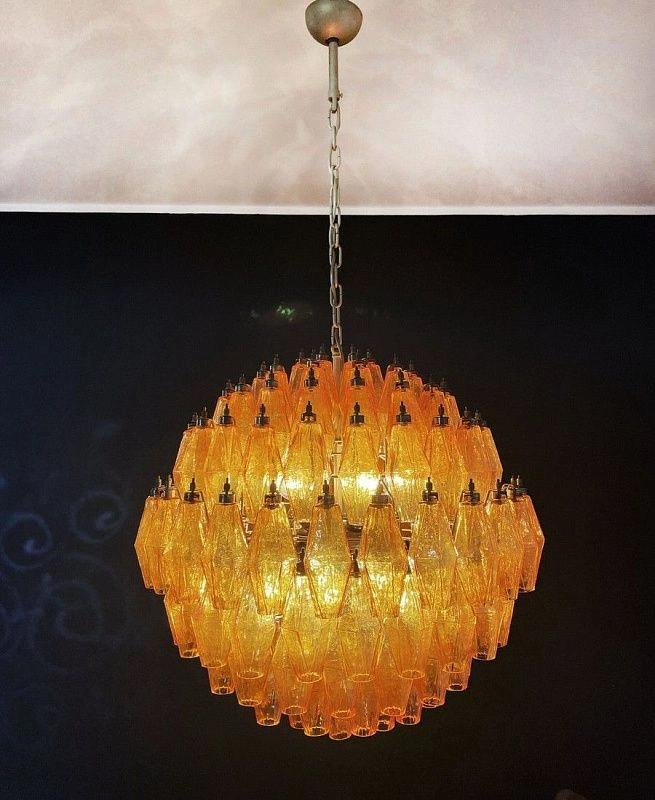 Винтажная люстра Murano Chandelier 140 Yellow Poliedri Glass