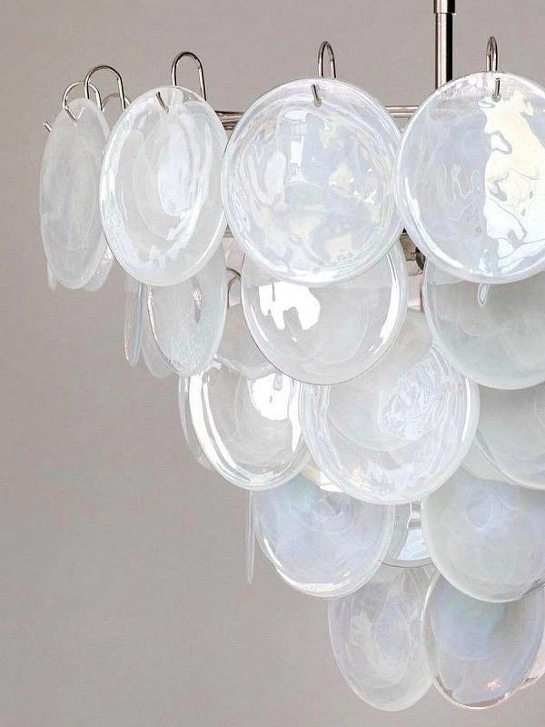Винтажная люстра Murano Chandelier 57 Alabaster White Disk Glass