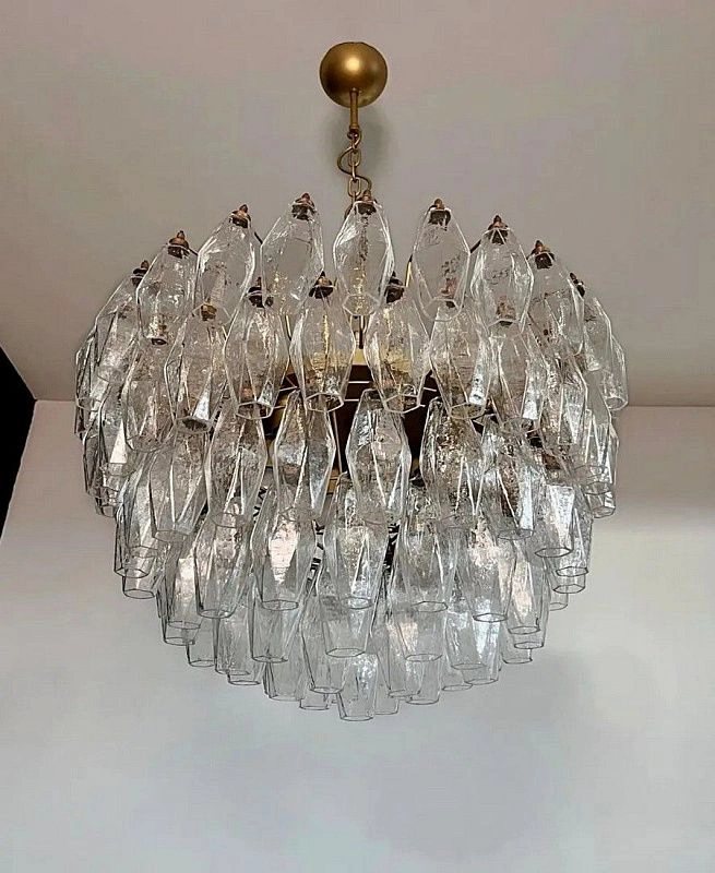 Винтажная люстра Murano Chandelier 111 Clear Poliedri Glass