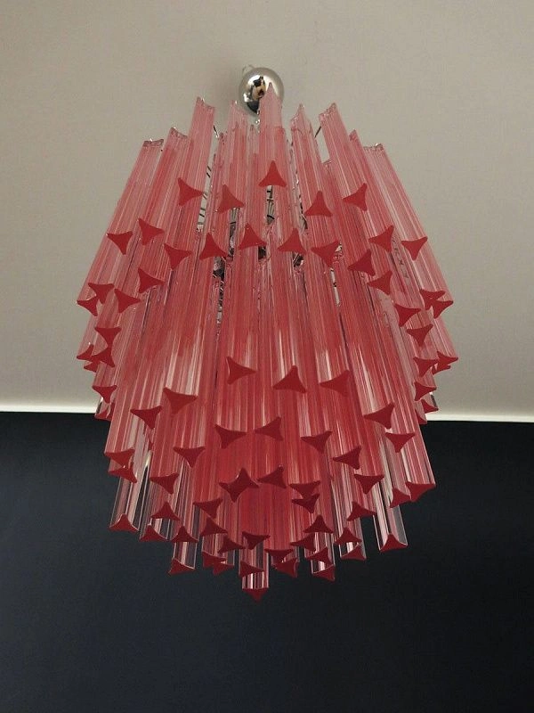 Винтажная люстра Murano Chandelier 107 Pink Prism Glass