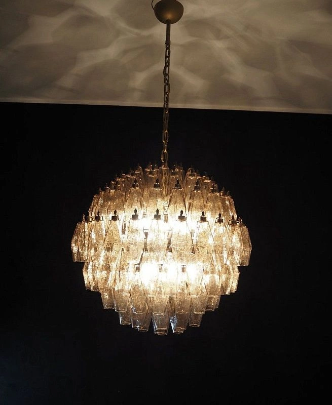 Винтажная люстра Murano Chandelier 140 Smoke-Colored Poliedri Glass