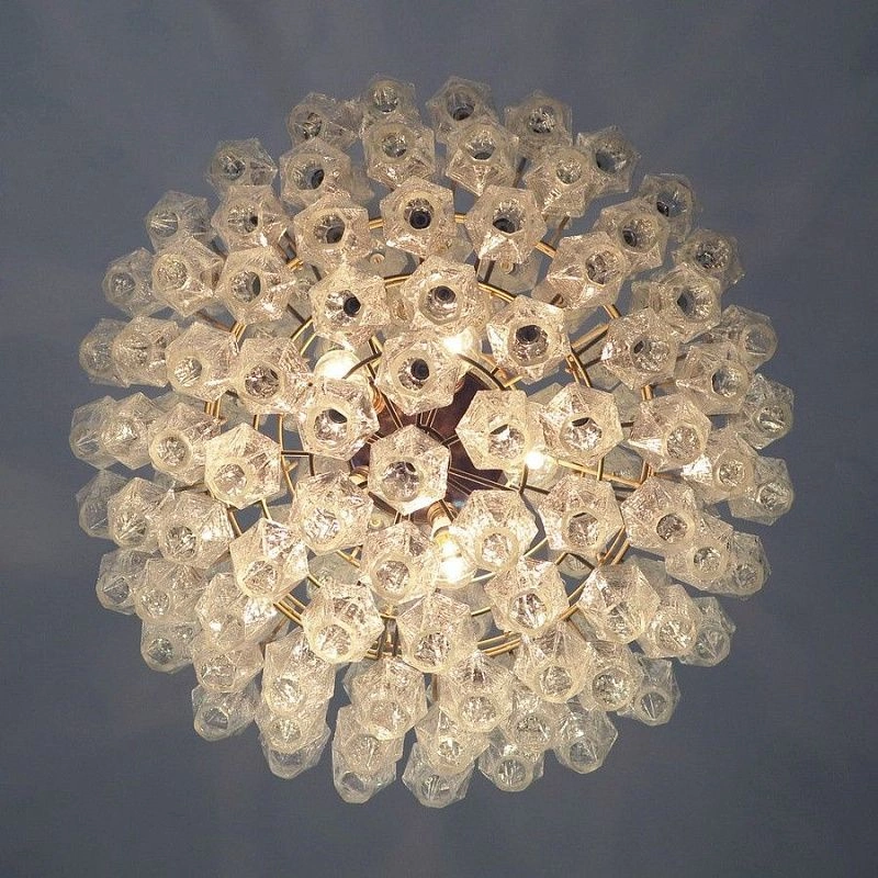 Винтажная люстра Murano Chandelier 140 Clear Poliedri Glass