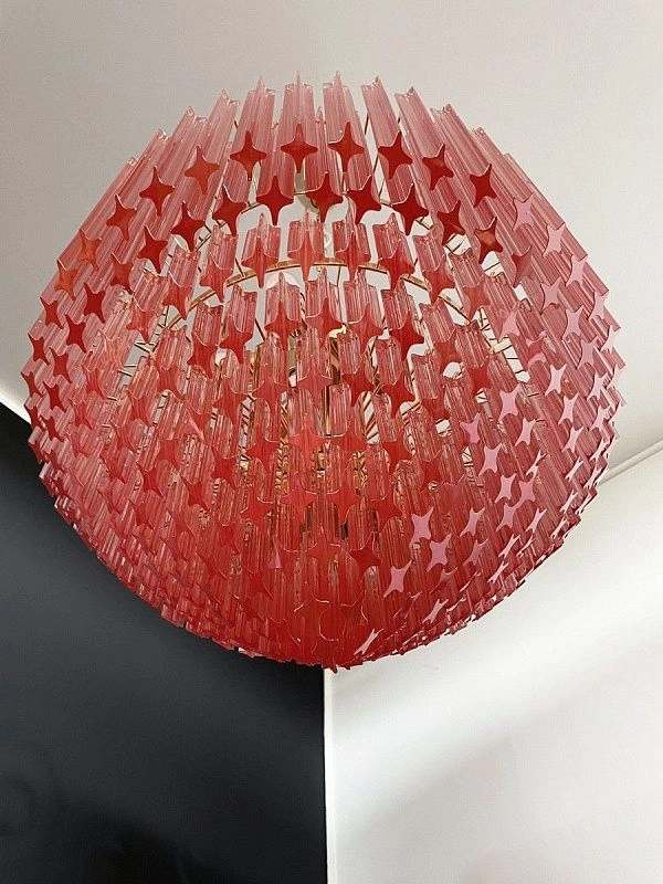 Винтажная люстра Murano Chandelier 265 Pink Prism Glass
