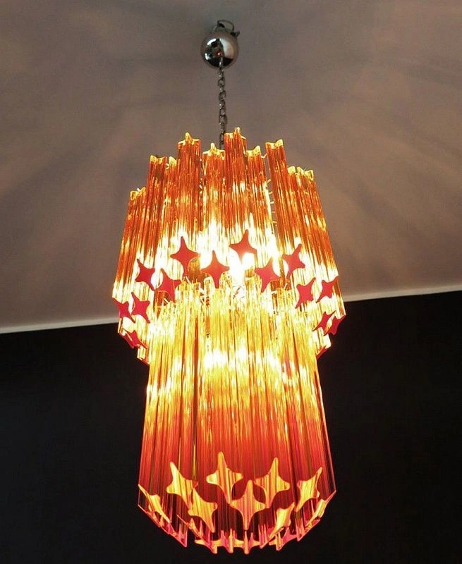 Винтажная люстра Murano Chandelier 46 Yellow Prism Glass