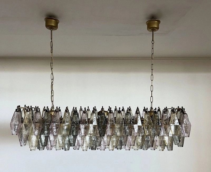 Винтажная люстра Murano Chandelier 138 Multicolored Poliedri Glass