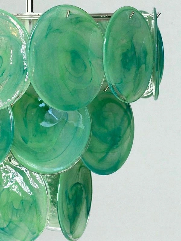 Винтажная люстра Murano Chandelier 23 Alabaster Green Disk Glass