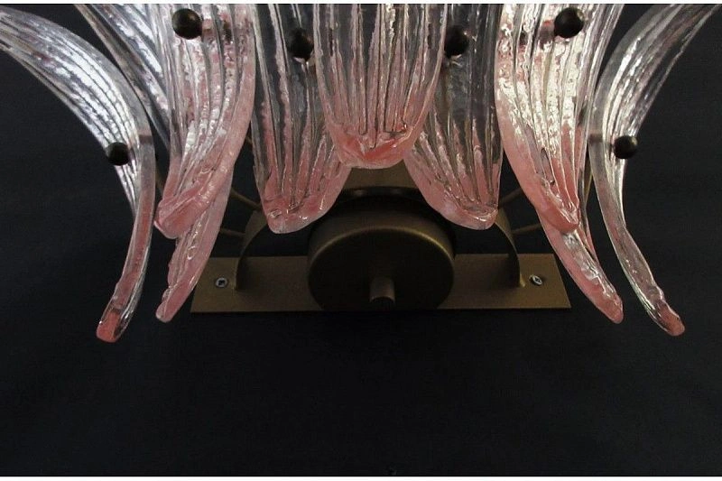 Настенный светильник Murano Wall Lamp 9 Pink Palmette Glass