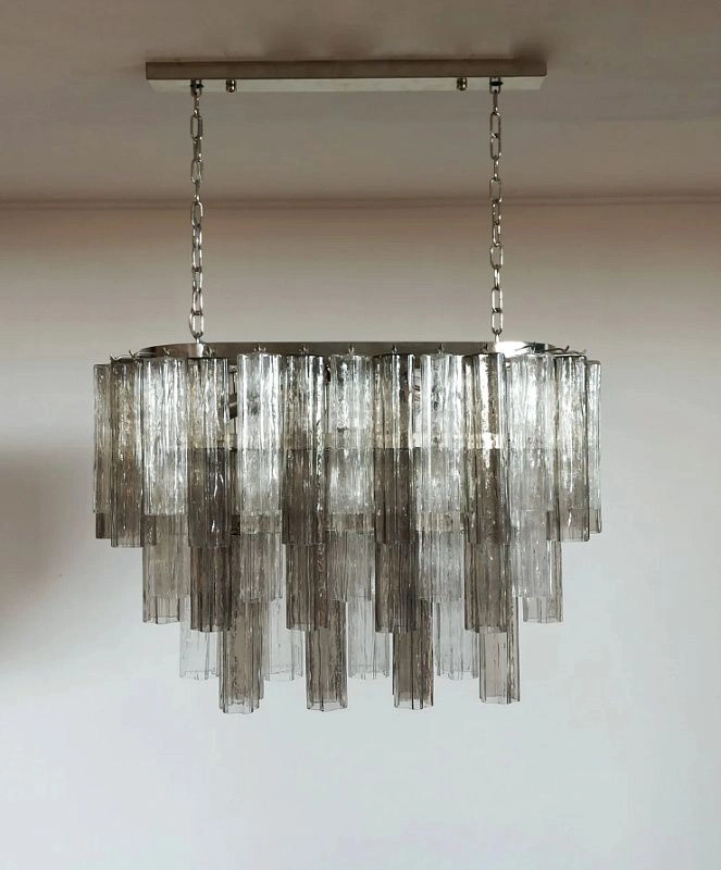 Винтажная люстра Murano Chandelier 62 Clear and Smoke-Colored Glass Tubes