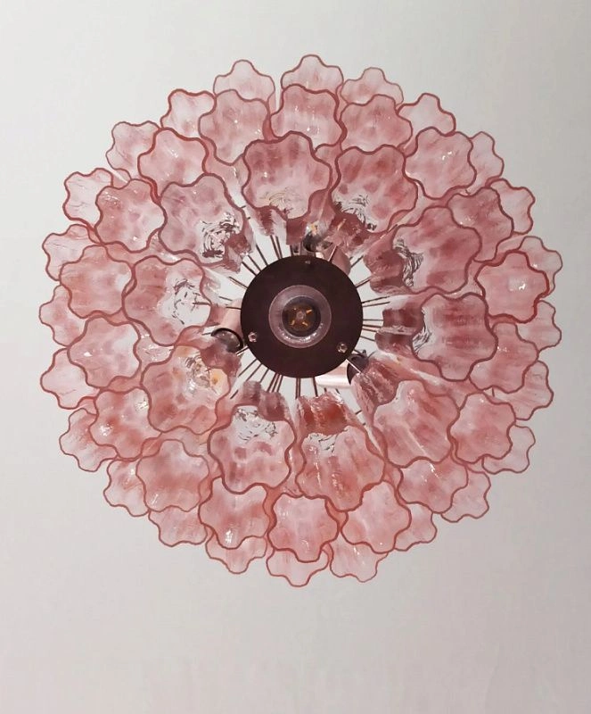 Винтажная люстра Murano Chandelier 52 Pink Glass Tubes