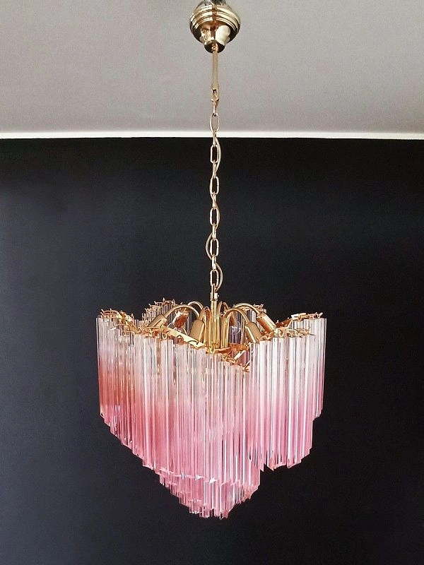 Винтажная люстра Murano Chandelier 114 Gradually Pink Prism Glass