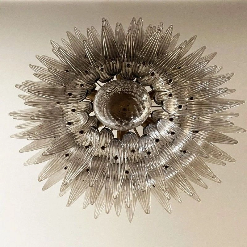 Винтажная люстра Murano Chandelier 104 Smoky Colored Palmette Glass