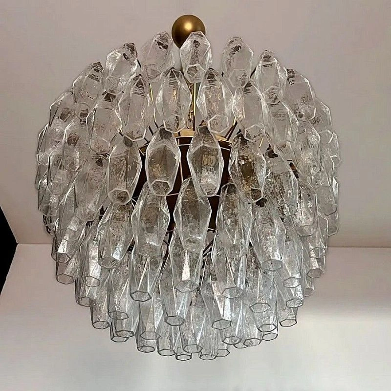Винтажная люстра Murano Chandelier 111 Clear Poliedri Glass