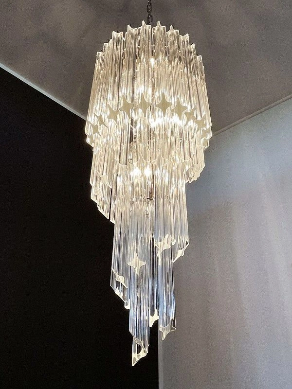 Винтажная люстра Murano Chandelier 54 Clear Prism Glass
