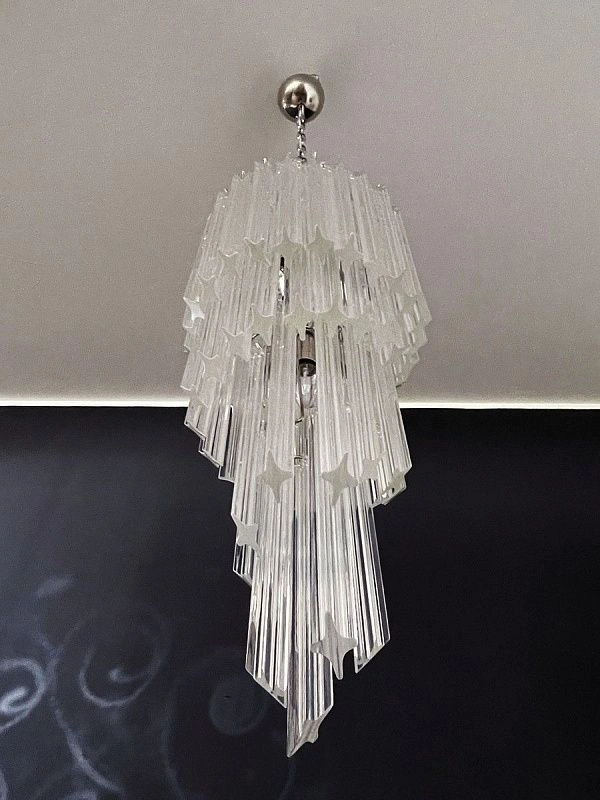 Винтажная люстра Murano Chandelier 54 Clear Prism Glass