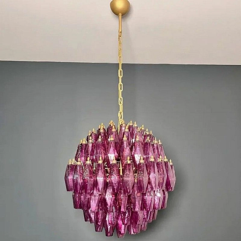 Винтажная люстра Murano Chandelier 140 Purple Poliedri Glass