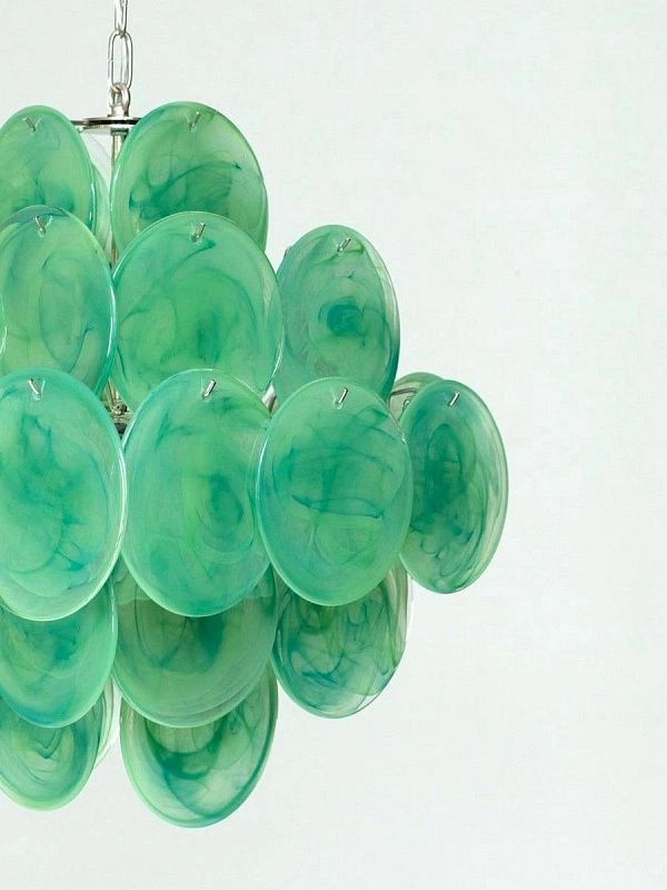 Винтажная люстра Murano Chandelier 36 Alabaster Green Disk Glass